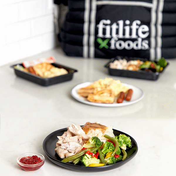 Order Fitlife Foods' Classic Roasted Turkey, which combines fresh cranberry relish, creamy mashed potatoes, and rich turkey gravy.