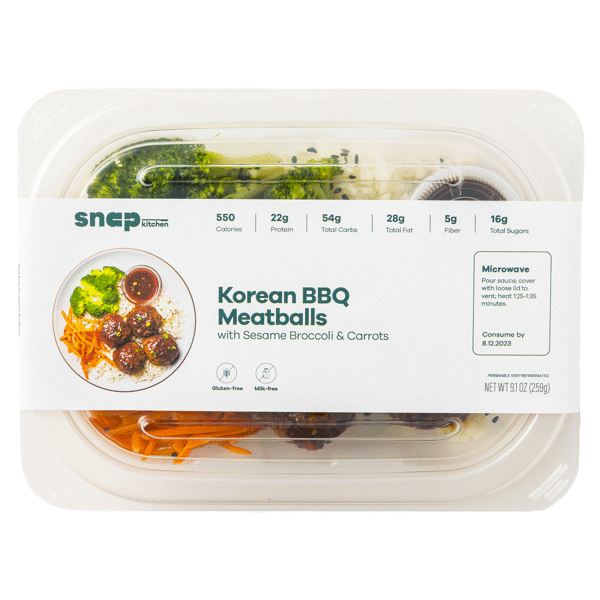 Korean BBQ Meatballs with Sesame Broccoli & Carrots Container