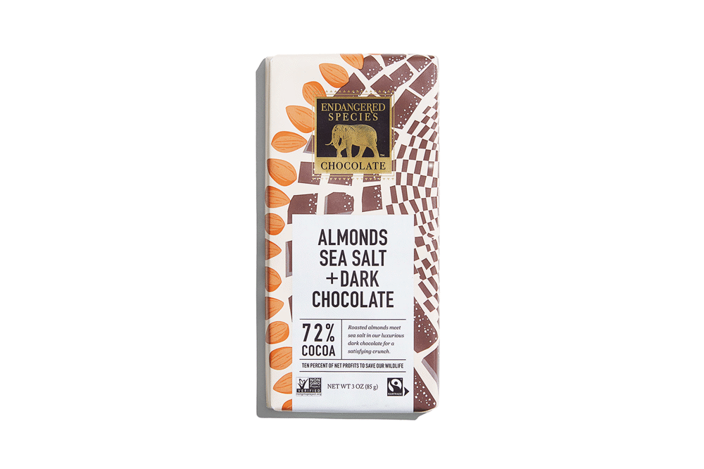 Bar of Chocolate, Endangered Species, Almonds Sea Salt Dark Chocolate