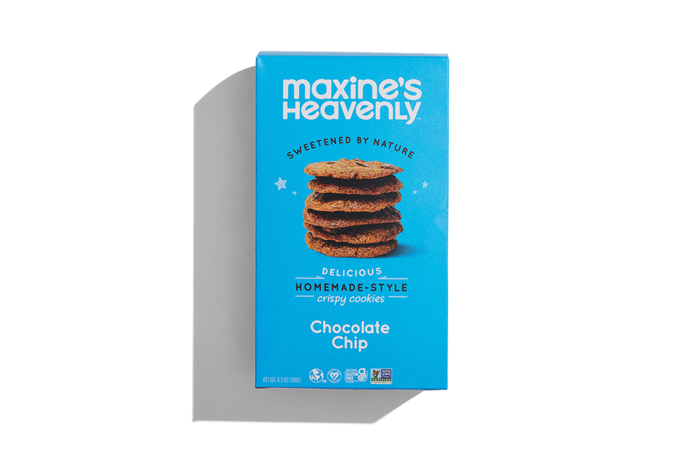 Blue Box of Maxine's Heavenly Chocolate Chip Cookies